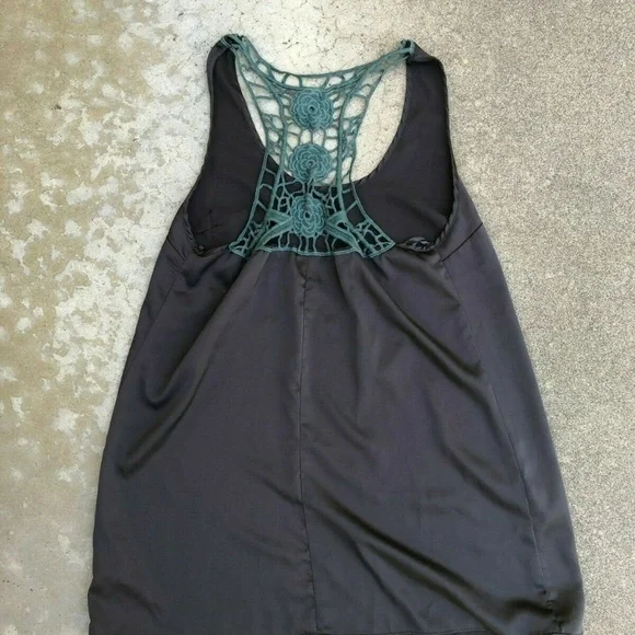 Rhapsody Boutique Grey Shiny Pocket Top Tank Top M - Picture 3 of 3